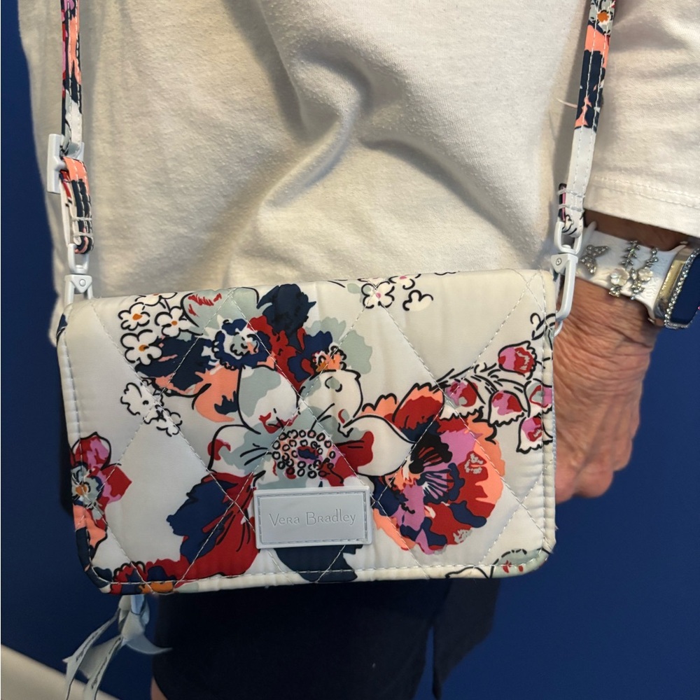 Vera Bradley Floral Crossbody Bag - Navy and Coral